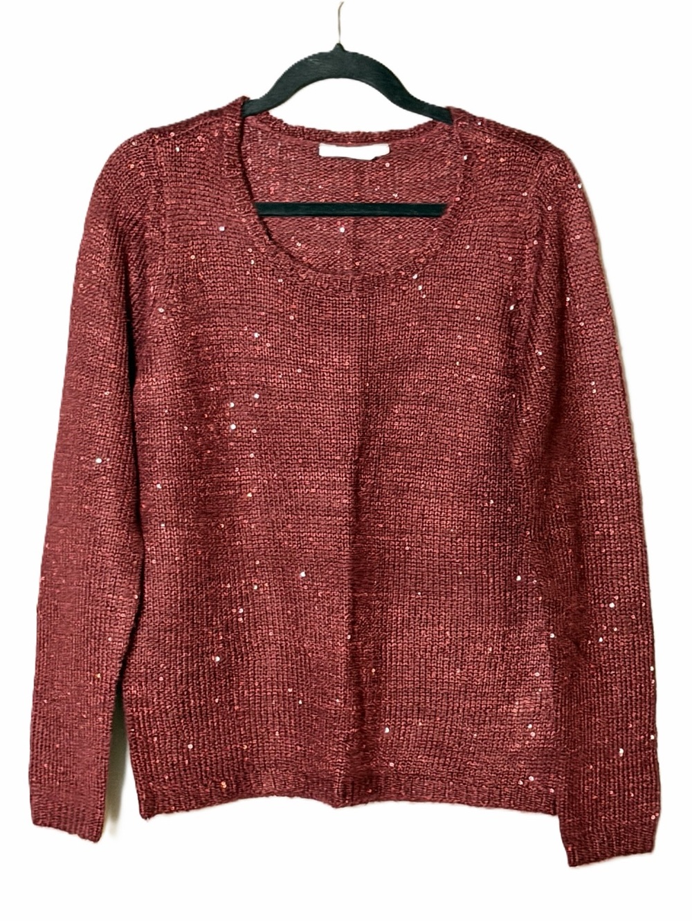 Women’s Sequin Detail Knit Sweater - Burgundy